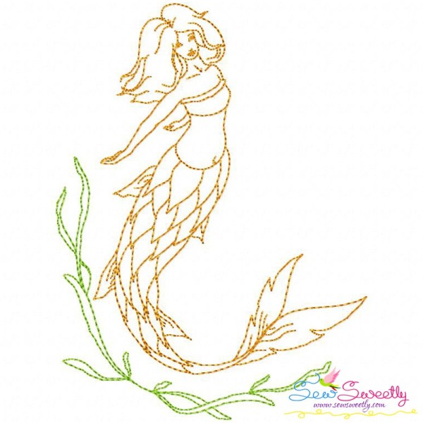 Vintage Stitch Mermaid-4 Embroidery Design Pattern-1