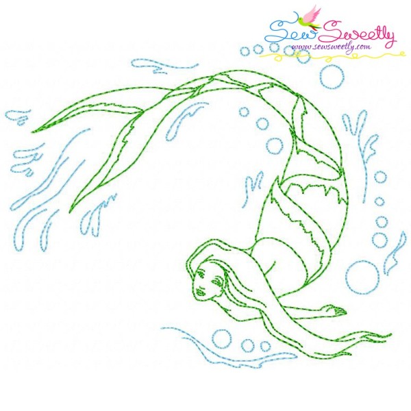 Vintage Stitch Mermaid-5 Embroidery Design Pattern-1