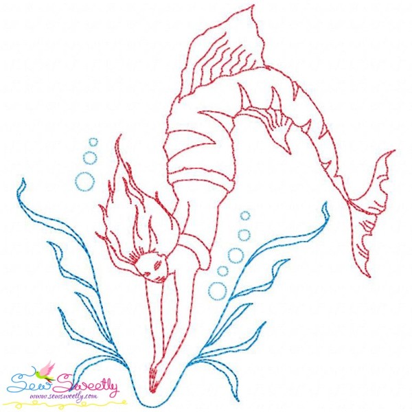 Vintage Stitch Mermaid-6 Embroidery Design Pattern-1
