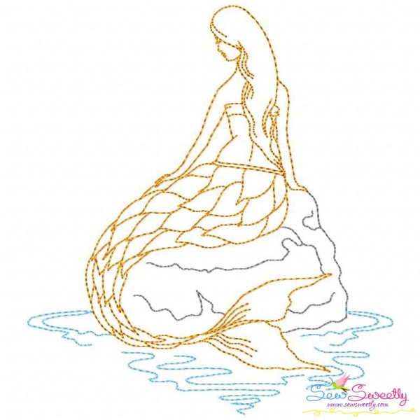 Vintage Stitch Mermaid-7 Embroidery Design Pattern-1