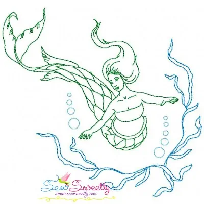 Vintage Stitch Mermaid-8 Embroidery Design Pattern-1