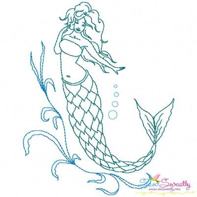 Vintage Stitch Mermaid-9 Embroidery Design Pattern-1