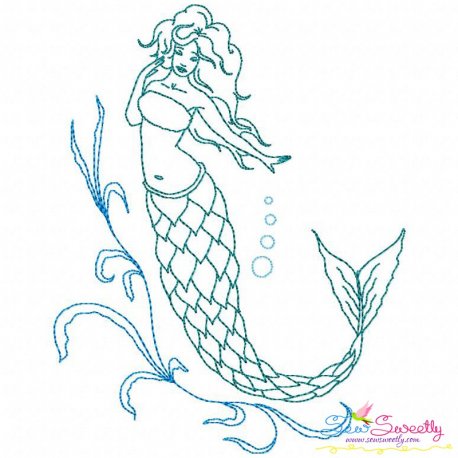 Vintage Stitch Mermaid-9 Embroidery Design Pattern-1