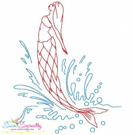 Vintage Stitch Mermaid-10 Embroidery Design Pattern-1