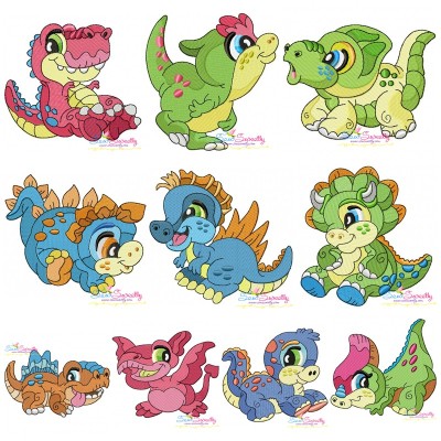 Baby Dinosaurs Embroidery Design Pattern Bundle-1