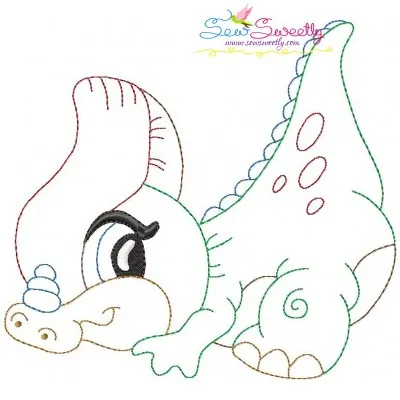Vintage Stitch Baby Dinosaur-10 Embroidery Design Pattern-1