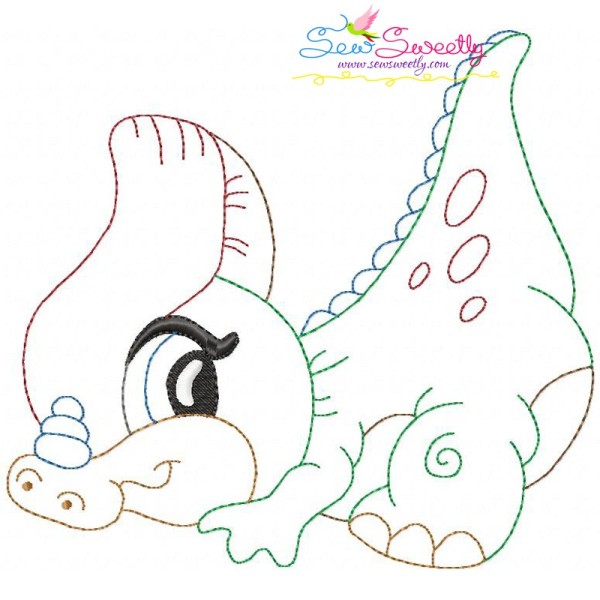 Vintage Stitch Baby Dinosaur-10 Embroidery Design Pattern-1