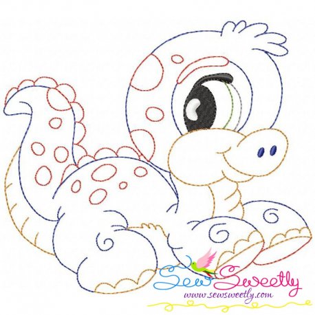 Vintage Stitch Baby Dinosaur-9 Embroidery Design Pattern-1