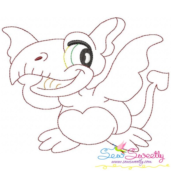 Vintage Stitch Baby Dinosaur-8 Embroidery Design Pattern-1
