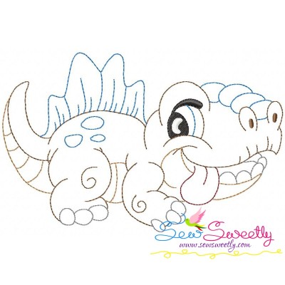 Vintage Stitch Baby Dinosaur-7 Embroidery Design Pattern-1