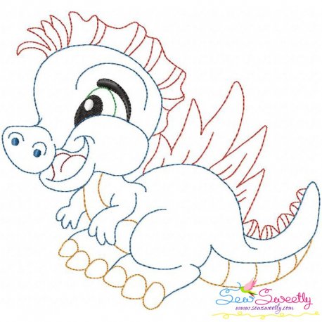 Vintage Stitch Baby Dinosaur-4 Embroidery Design- 1