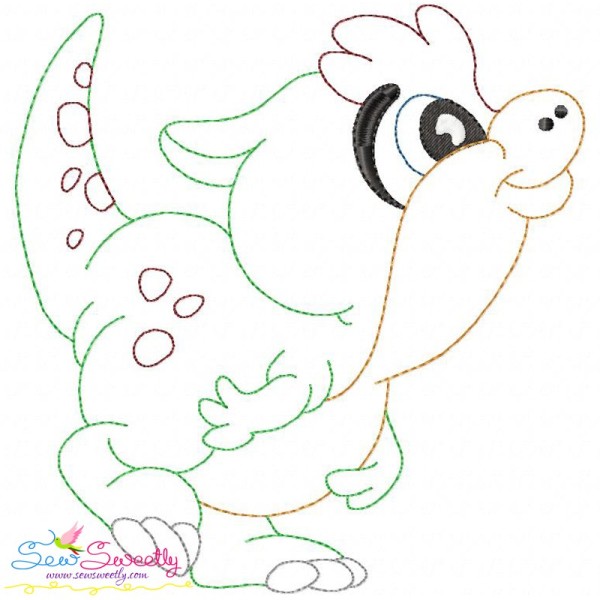 Vintage Stitch Baby Dinosaur-3 Embroidery Design Pattern-1
