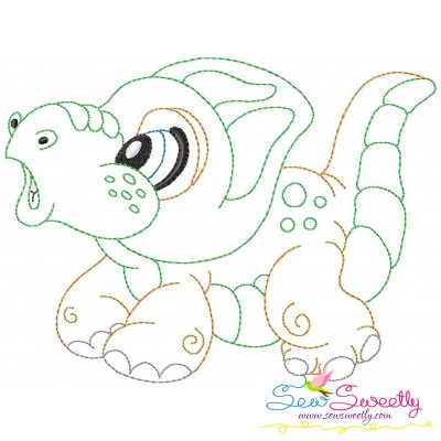 Vintage Stitch Baby Dinosaur-2 Embroidery Design Pattern-1
