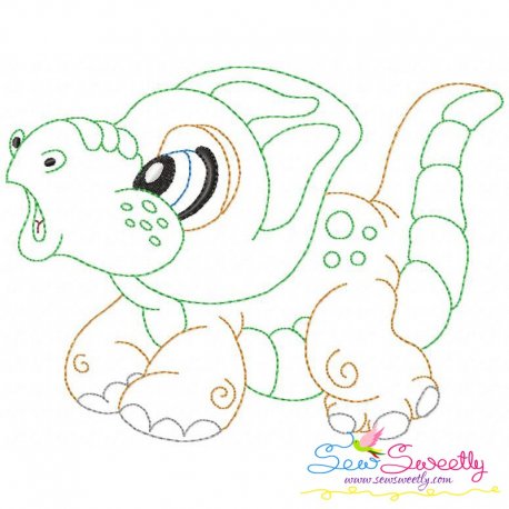 Vintage Stitch Baby Dinosaur-2 Embroidery Design Pattern