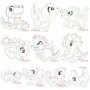 Vintage Stitch Baby Dinosaurs Embroidery Design Bundle-1