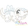 Vintage Stitch Baby Dinosaurs Embroidery Design Bundle-8