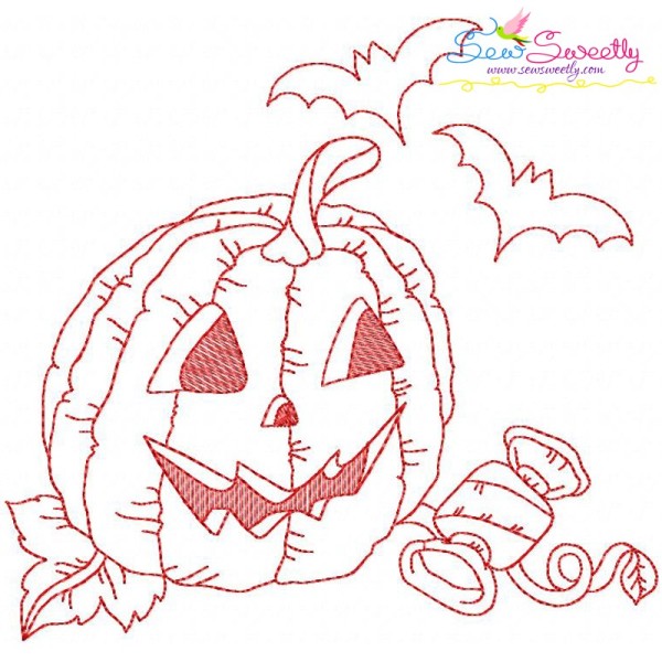 Redwork Halloween Pumpkin-10 Embroidery Design Pattern-1