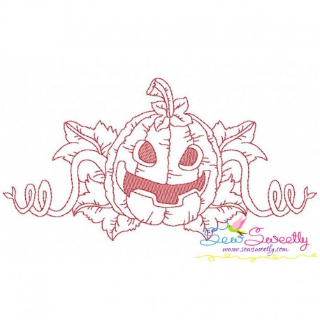 Redwork Halloween Pumpkin-8 Embroidery Design Pattern