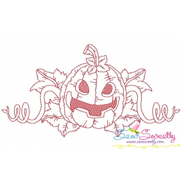 Redwork Halloween Pumpkin-8 Embroidery Design Pattern-1