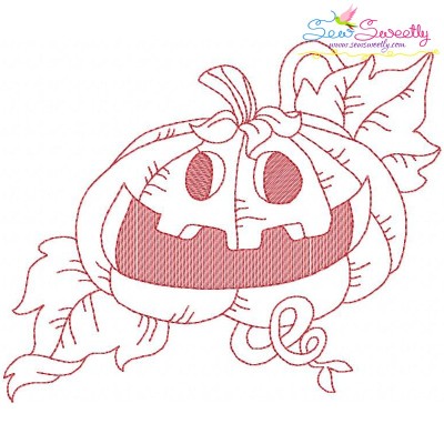 Redwork Halloween Pumpkin-7 Embroidery Design Pattern-1