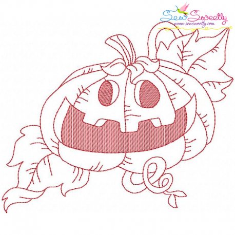 Redwork Halloween Pumpkin-7 Embroidery Design- 1