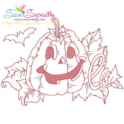 Redwork Halloween Pumpkin-3 Embroidery Design Pattern-1