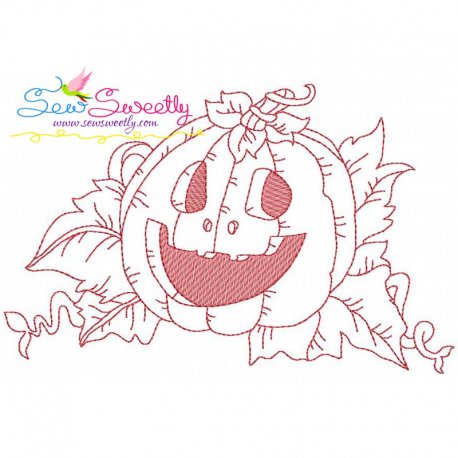 Redwork Halloween Pumpkin-2 Embroidery Design Pattern