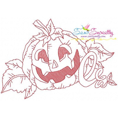 Redwork Halloween Pumpkin-1 Embroidery Design Pattern-1