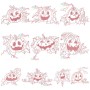 Redwork Halloween Pumpkins Embroidery Design Bundle-1