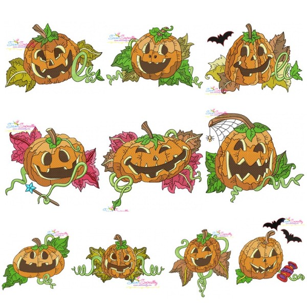 Halloween Pumpkins Embroidery Design Bundle-1