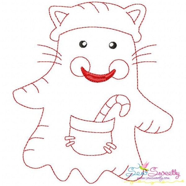 Vintage Stitch Little Ghost-7 Embroidery Design Pattern-1