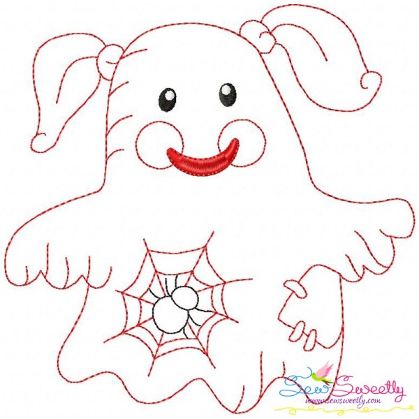 Vintage Stitch Little Ghost-6 Embroidery Design Pattern-1