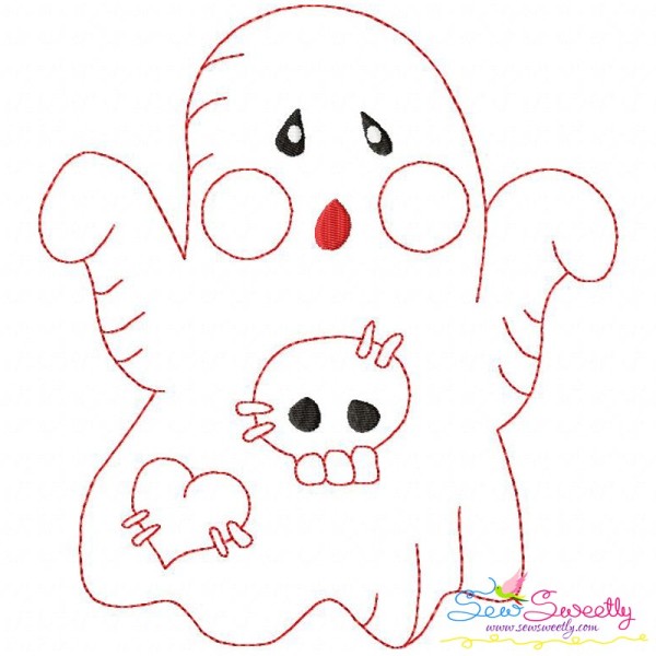Vintage Stitch Little Ghost-4 Embroidery Design Pattern-1
