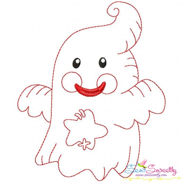 Vintage Stitch Little Ghost-2 Embroidery Design Pattern-1