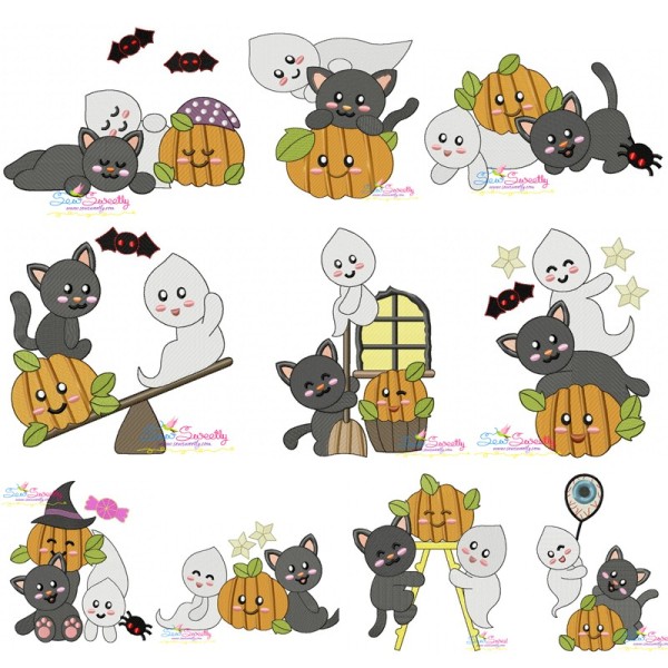 Halloween Friends Embroidery Design Bundle-1