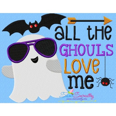 All The Ghouls Love Me Lettering Embroidery Design Pattern-1