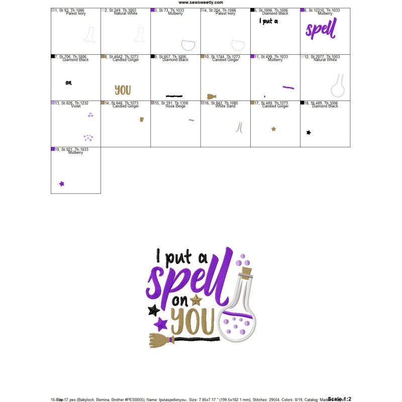 Spell Design Pattern I Put a Spell On You Lettering Applique Design Pattern
