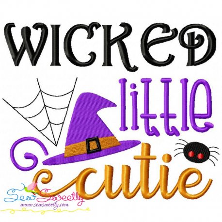 Wicked Little Cutie Lettering Embroidery Design Pattern