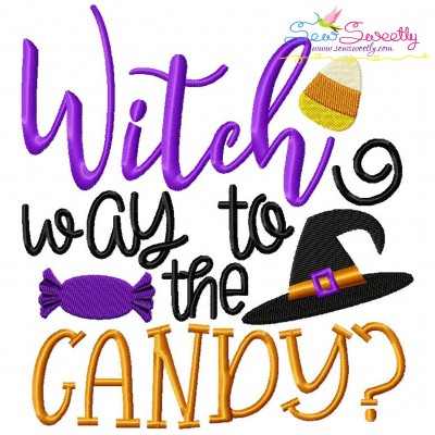 Witch Way To Candy Lettering Embroidery Design Pattern-1