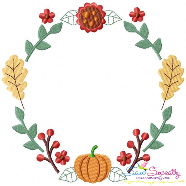 Fall Wreath-1 Embroidery Design Pattern-1