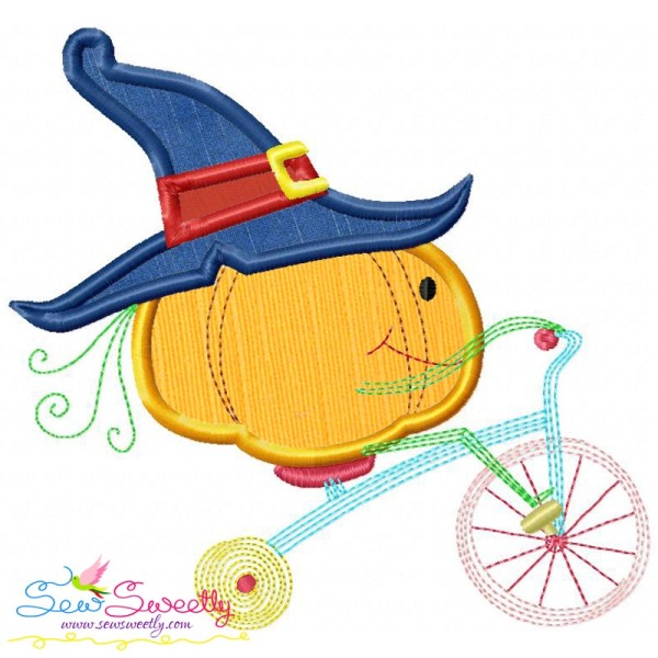 Halloween Bike- Pumpkin Applique Design Pattern-1