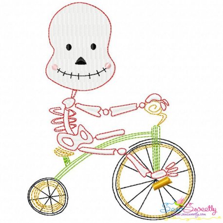 Halloween Bike- Skeleton Embroidery Design Pattern-1