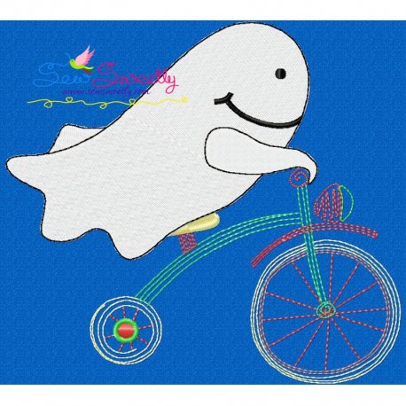Halloween Bike- Ghost Embroidery Design Pattern