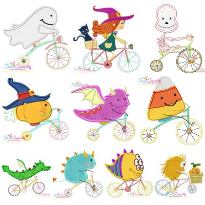 Halloween Bikes Machine Embroidery Design Pattern Bundle-1