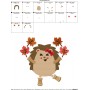 Hedgehog Girl Leaves Embroidery Design Pattern-2