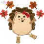 Hedgehog Girl Leaves Applique Design Pattern-3