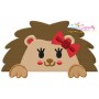 Hedgehog Girl Peeking Embroidery Design Pattern-1