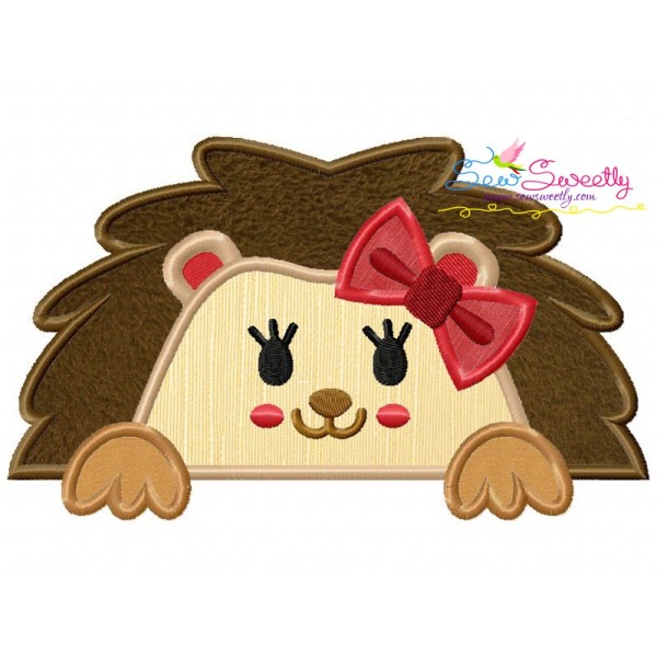 Hedgehog Girl Peeking Applique Design Pattern-1