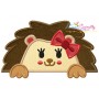 Hedgehog Girl Peeking Applique Design Pattern-1
