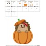 Hedgehog Girl Peeking Pumpkin Embroidery Design Pattern-2